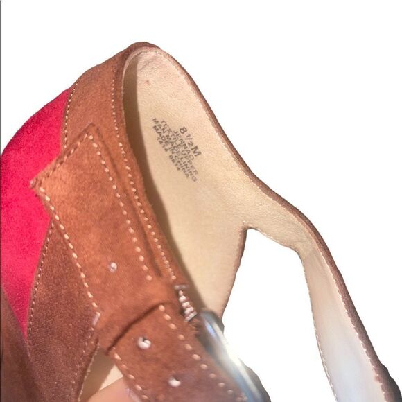 Nine West Color Block Suede Wedges in Brown & Red - Picture 7 of 10